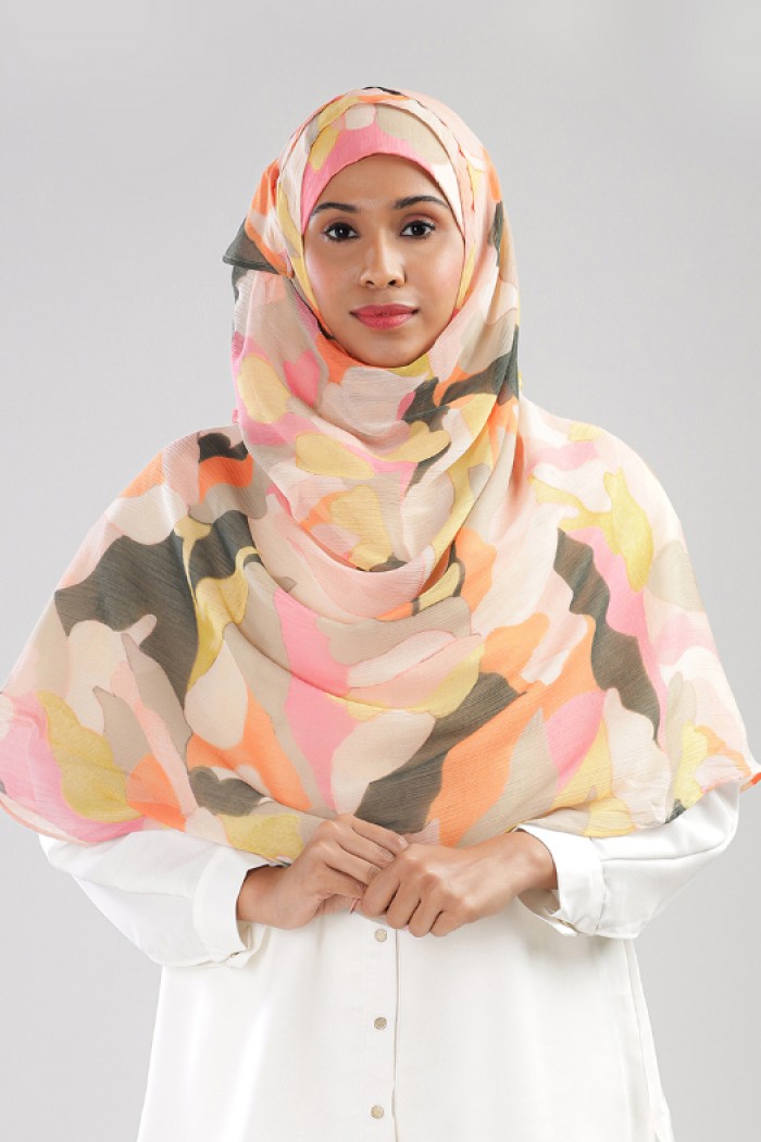 Petal Glow - Printed Plus Crinkled Chiffon