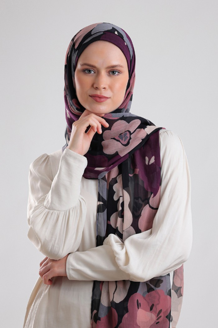 Purpalia - Printed Plus Crinkled Chiffon