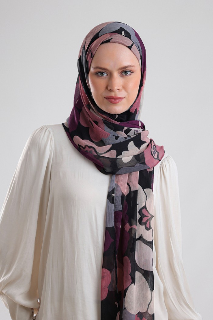 Purpalia - Printed Plus Crinkled Chiffon