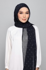 Sparkle Navy - Printed Plus Crinkled Chiffon