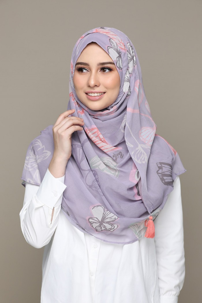 Serene Mauve - Printed HD Smooth Chiffon