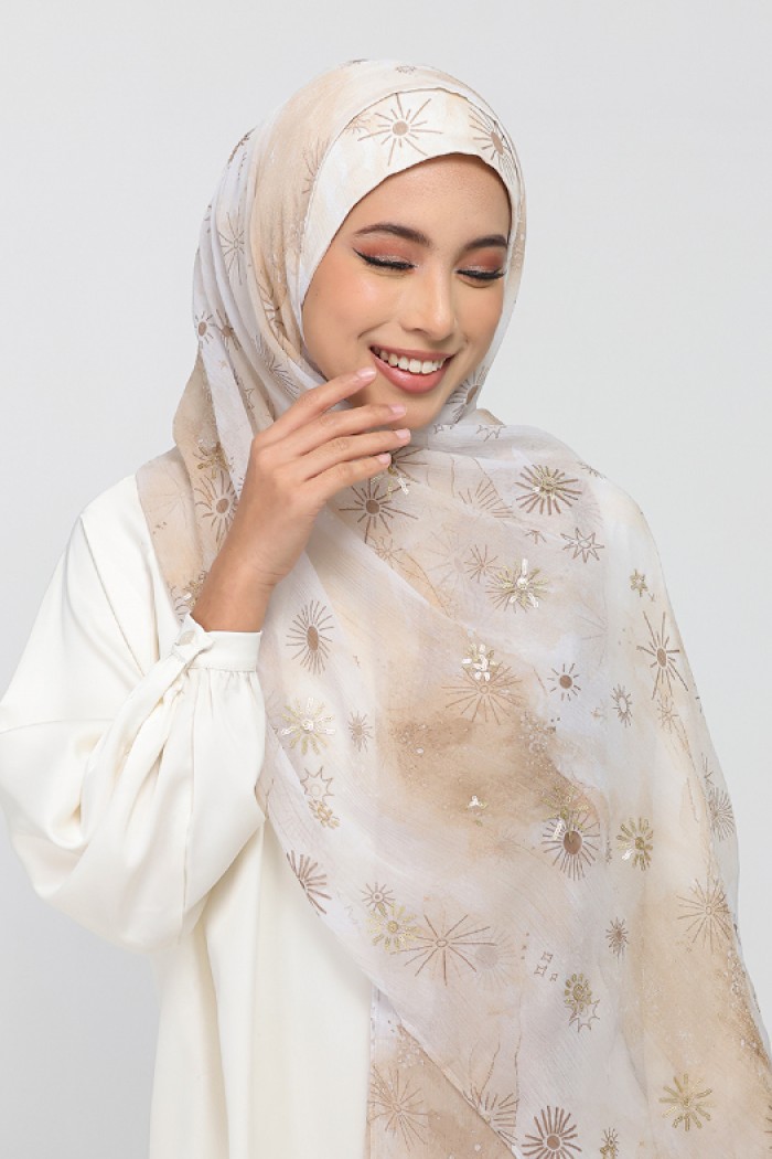 Shams - Premium Printed Plus Crinkled Chiffon with Sequins