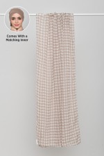 Houndstooth Beige - Printed Plus Crinkled Chiffon