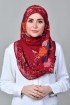 Shiraz Red - Printed With Pompoms Mosaic Chiffon