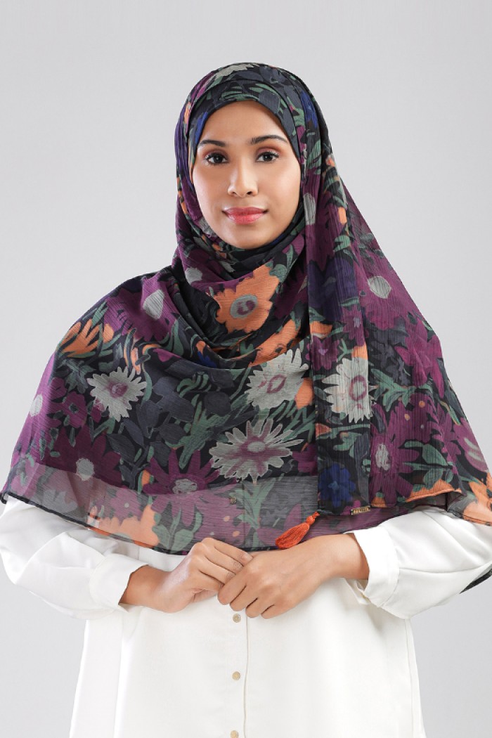 Twilight Garden - Printed Plus Crinkled Chiffon