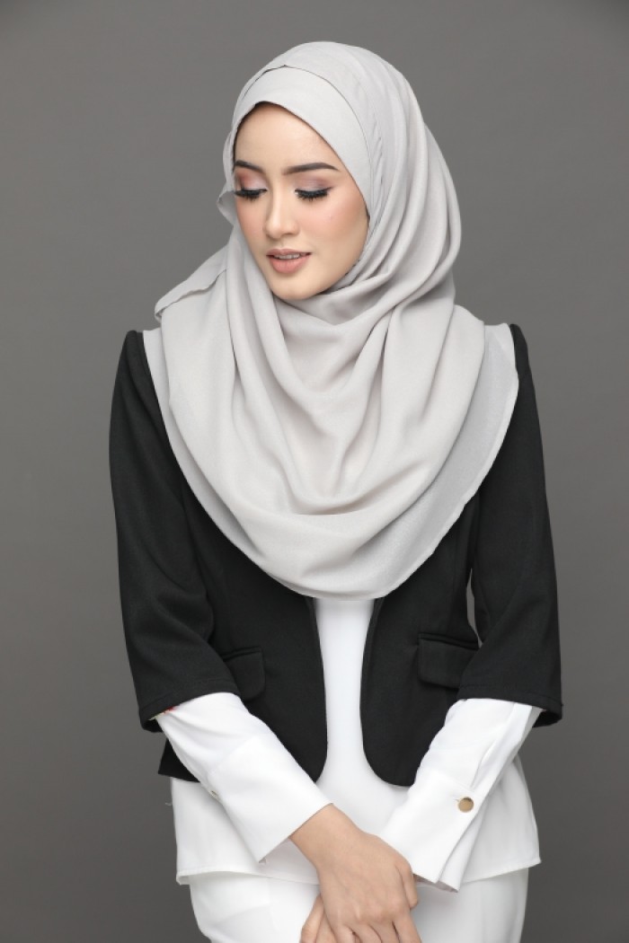 Silver Cloud - Plain Silver Georgette