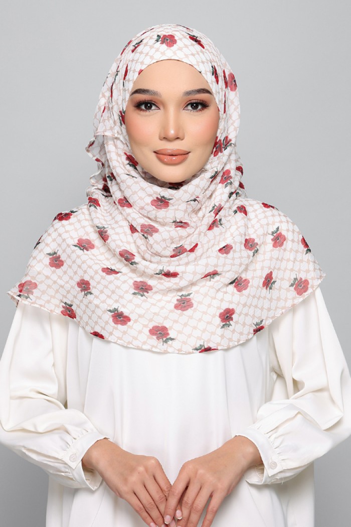 White Poppy - Printed Plus Crinkled Chiffon