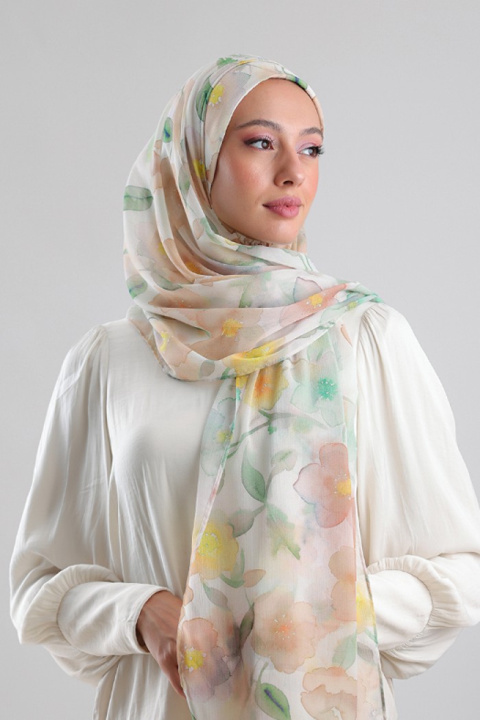 Zesty Blossom - Printed Plus Crinkled Chiffon